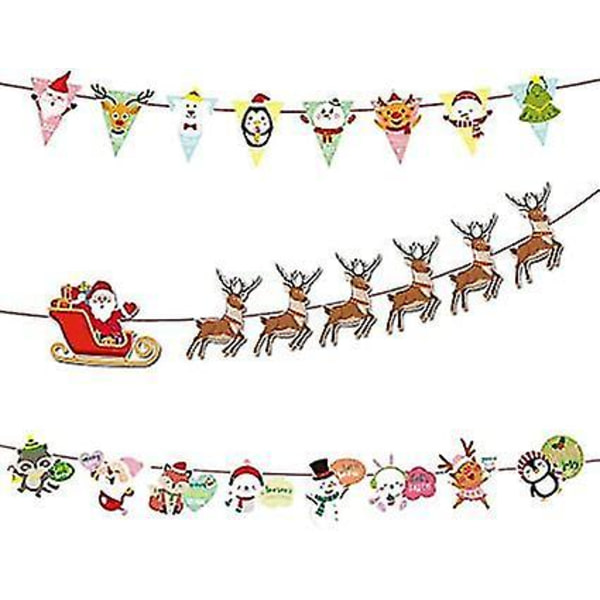 3 st juldekorationer - flaggor & snögubbar