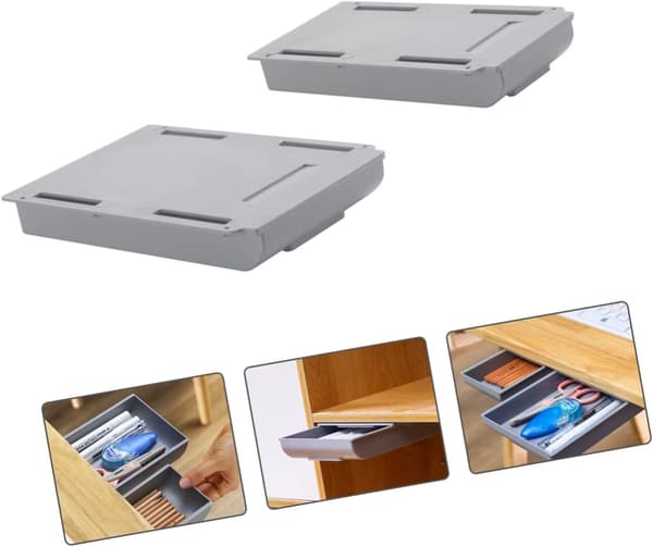 Skrivbordslåda Förvaringslåda Dold Förvaringslåda Organizer 2st Självhäftande Plastbricka