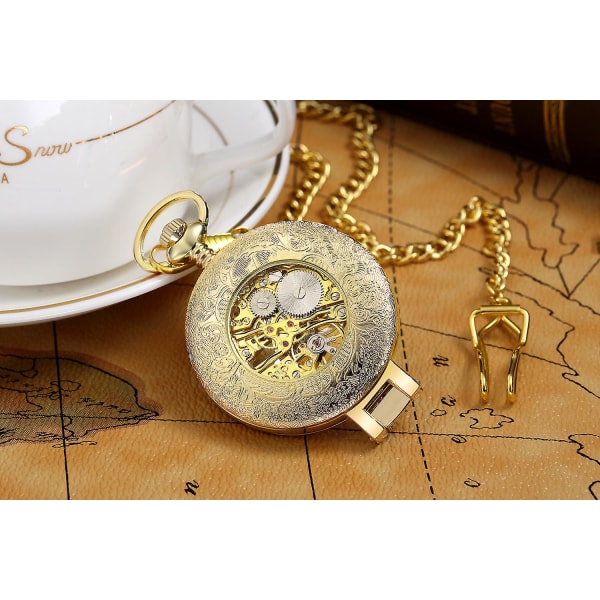 Kääntävä muodikas kultainen ontto, läpinäkyvä mekaaninen watch watch