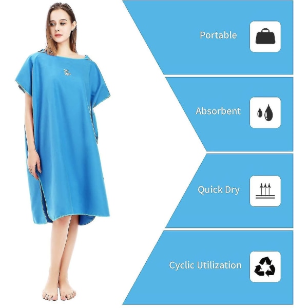 Nopeakuivuva Vaihtotakki Mikrokuitu Surf Poncho Pyyhe