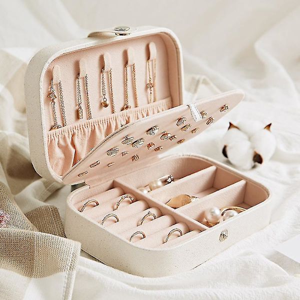 Mini Smykkeskrin Organizer Lille Bærbar Smykkeskrin Til Ringe, Øreringe, Halskæder 1stk-Pink