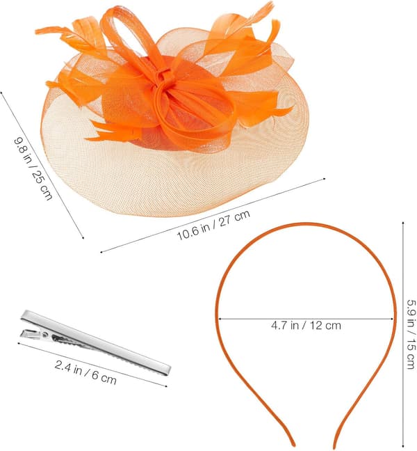 Pandebånd Fascinator Hat Mesh Bånd til Kvinder Teselskab Bryllup Begivenhed Orange