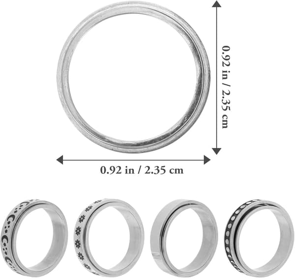 Roterbar Titanium Stål Fidget Ringe Sæt til Kvinder med Stjerne- og Månedesigns