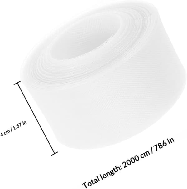 4 cm brett vitt elastiskt fiskbensnätband i polyester, hästhårsfläta, sömnadskant