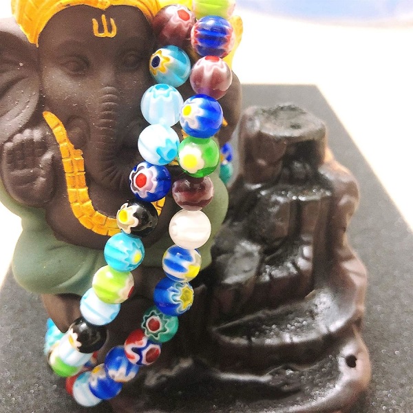 7 Chakra armband 8mm färgglada glaskristaller pärlor med en enda blomma för yoga present