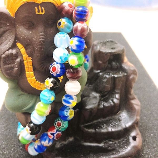 7 Chakra Armbånd 8mm Glaskrystalperler Med Enkelt Blomst Til