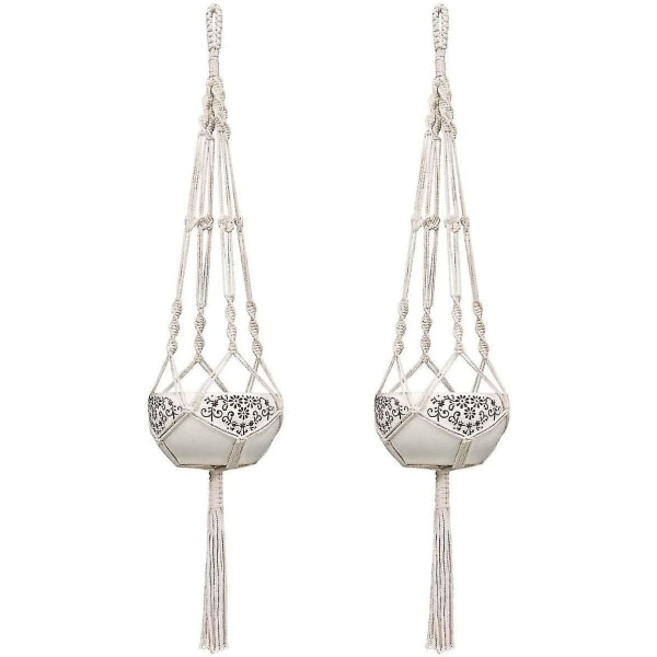 2 st Hängande Korg Rep Växt Hängare Macrame Hängande Korg Växt Hängare Bomull Blomma Kruka
