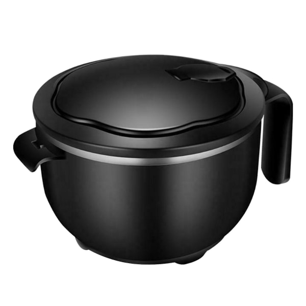 Rund Instant Noodle Skål Med Låg Håndtag Rustfrit Stål Sort
