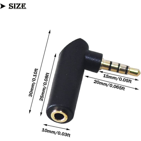 Hodetelefonadapter 90 graders hodetelefonkontaktadapter 3,5 mm hann (svart) (2 stk)