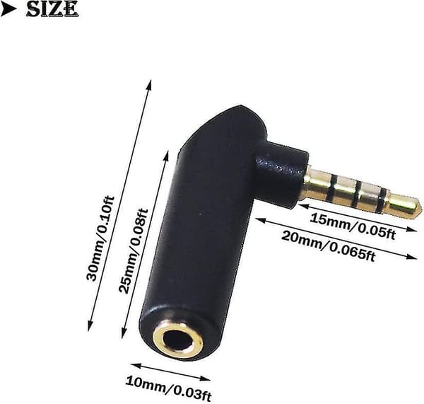 Hovedetelefonadapter 90 Grader Hovedetelefon Jack Adapter 3,5 mm Han (sort) (2 stk)