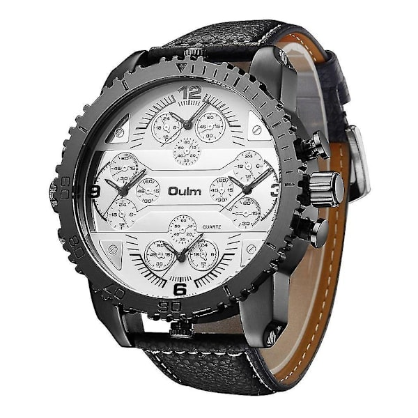 Olum 3233 Herrar 4 Tidszoner Läderarmband Kvartsur