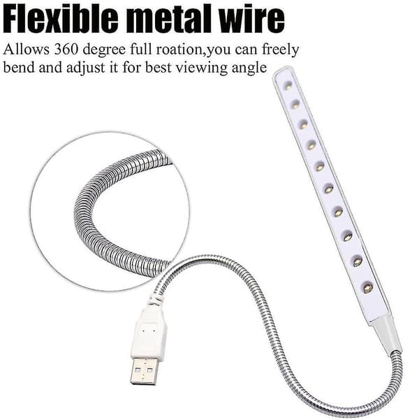 USB LED-lys - 10 Super Lyse LED Læselampe, Computerlys