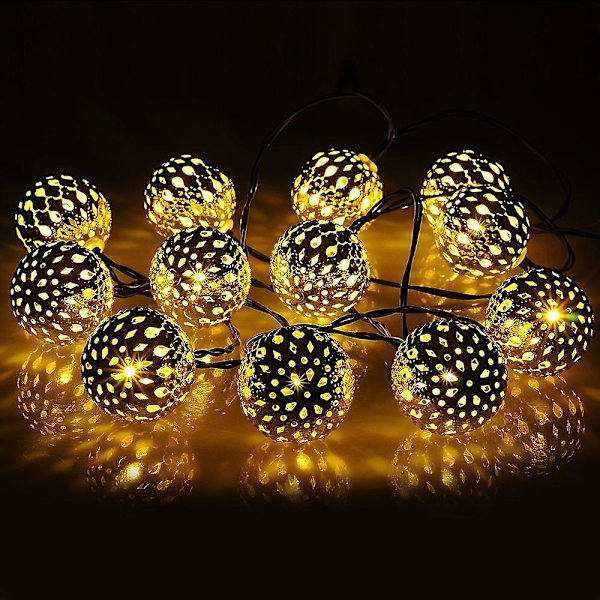 Ramadanin ja Eid-juhlan ulkovalot, marokkolainen pallo 5m 20led aurinkopaneelivaloköynnös