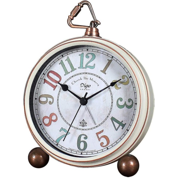 Retro bordsklockor, 5,2 tum icke-tickande gammaldags väckarklocka med kvartsverk