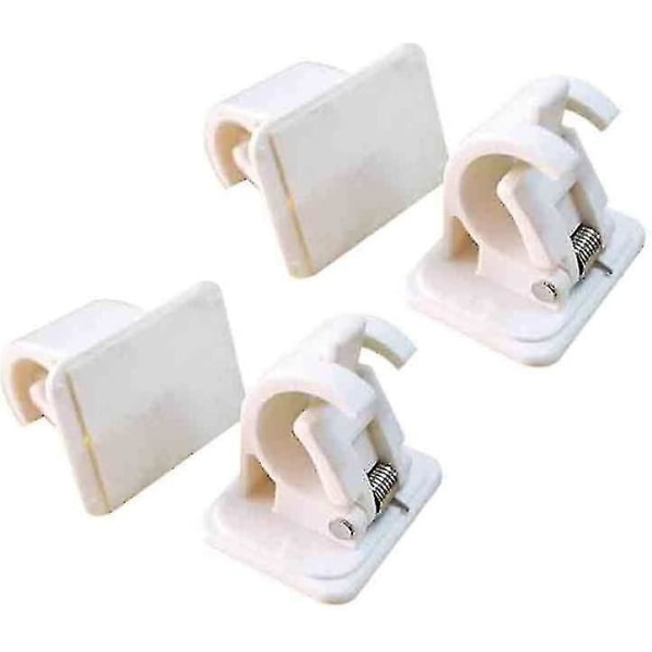 Curtain Rod Bracket, Curtain Rod Self Adhesive Hook, Wall Hook And Fastener Easy Installation, Abs, 4pcs