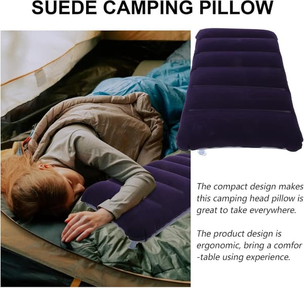Uppblåsbar Resecampingkudde Fyrkantig Marinblå Lätt Bärbar Sovkudde