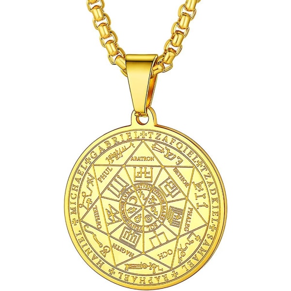 Ärkeänglarnas Talisman Pentagram Hänge Halsband, Lmell Robust Medaljong