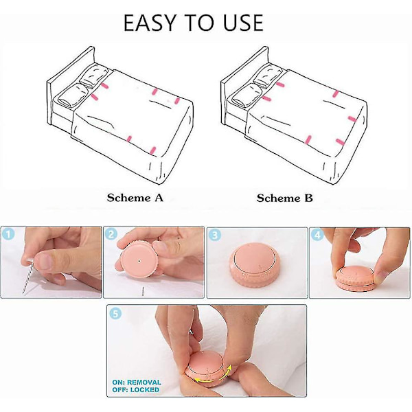 Dynetklips Dyneholder Anti-skli Dynetrekk Klips Høy Elasticitet Komfortabel Klemmer Griper Klips Husholdning Anti-skli Enhet (rosa)(8stk