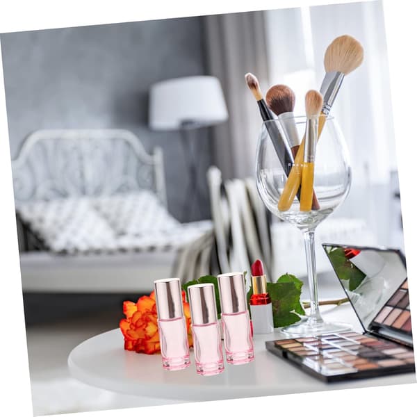 Glasrullflaskor för eteriska oljor och parfym 6 st 5 ml rosa påfyllningsbara reserullflaskor