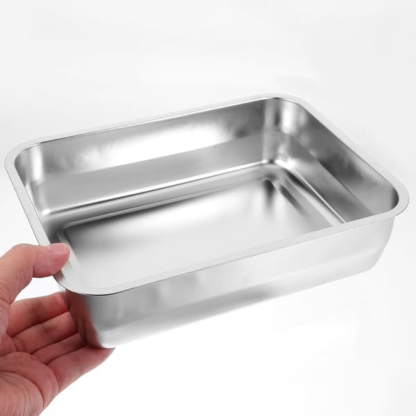 Serveringsbricka i rostfritt stål Matstekpanna Rektangulär Elegant Metall Inte lätt att deformera
