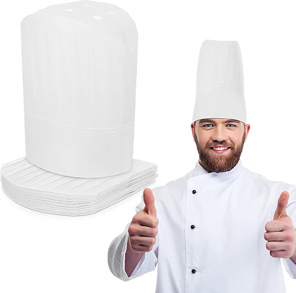 20 st engångskockmössor för matservering och matlagning, klassisk stil non-woven tyg