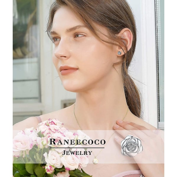 Guldpläterade Sterling Silver Rose Flower Örhängen, hypoallergena Nickelfria örhängen för kvinnor
