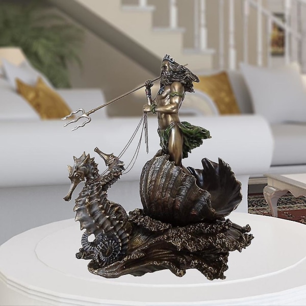 2x Harpikskunstgresk Havgud Statue Figur Skulptur For Hjemmedekorasjon