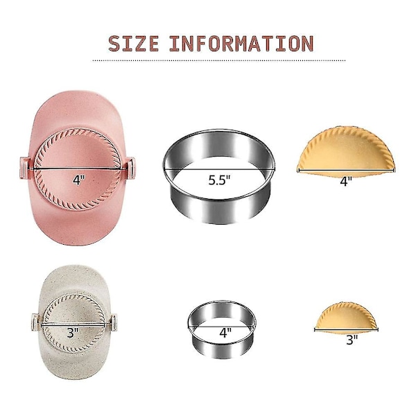 Dumpling Maker, Dumplingdeigpresse-sett med ringkutter og fyllingskje