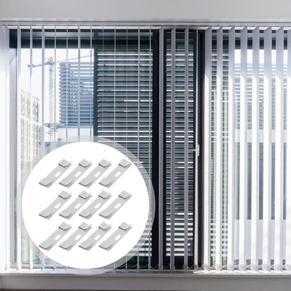 Persienneklemmer med sterkt, solid metallmateriale, 12 stk. vertikale hvite reservedeler og enkle
