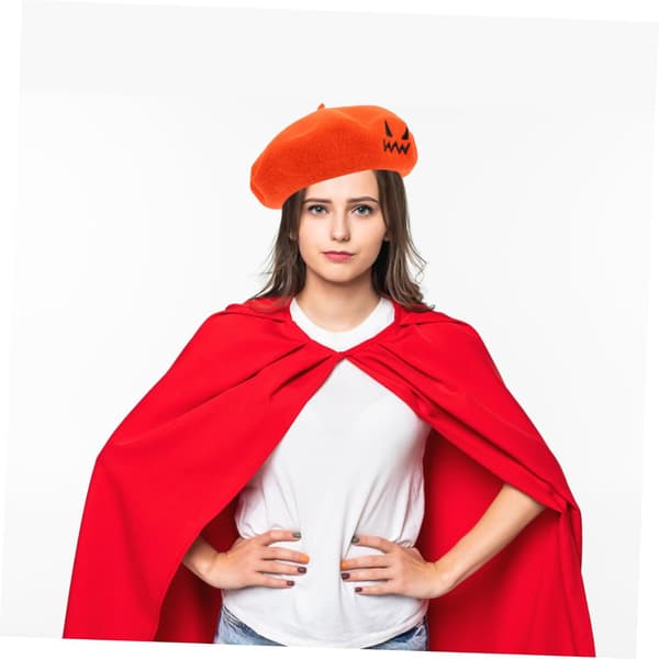 Halloweenfest Græskar Baret Hat Orange Uld Stilfuld Udendørs Hat