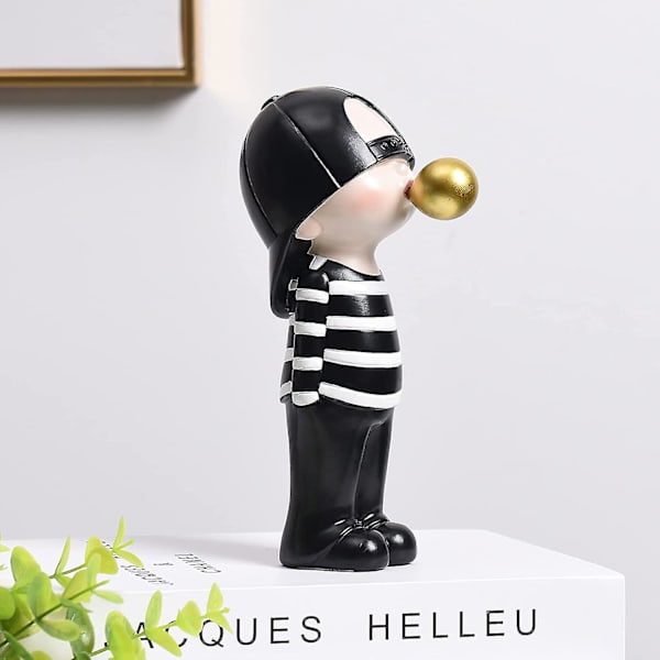 Bubbelpojke Staty Heminredning, Svart Vit Dekorationer Mini Statyer Och Skulpturer Svart Staty Skulptur Modern Söta Figurer För Barnrum (c-boy Blac