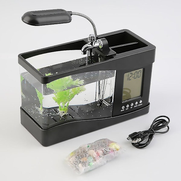 USB Desktop Mini Akvarium LCD Timer Ur & LED