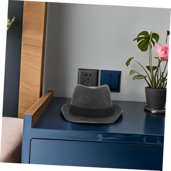 Fedora-hatt med flat brem, bred brem, jazz-fedora, klassisk filthat