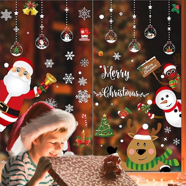 Juldekoration Santa Fönster Klistermärken Gör själv Fönster Dekoration Klistermärken Med Santa Snowman (shikai)-yuhao