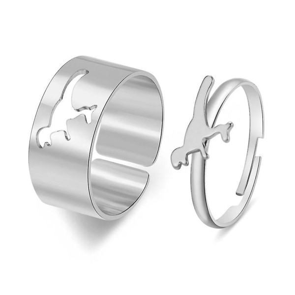 2x Vintage Matchende Løfte Ringer For Kvinner Menn Elsker Par Ringer Sett Åpen Ring
