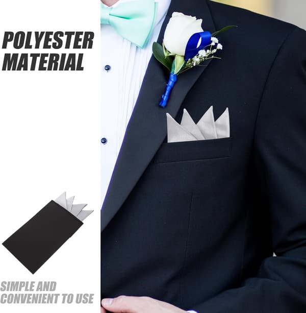 Ficknäsduk för män för kostym, silver, formell näsduk, klassisk affärs- och bröllopsaccessoar