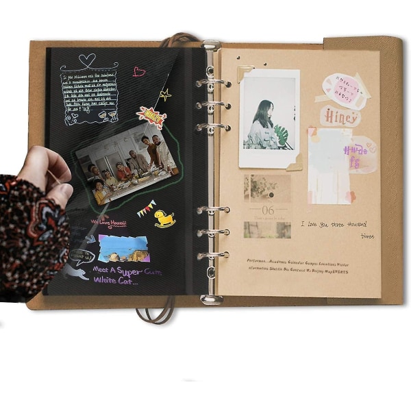Fotoalbum att designa själv, självreklam för klippbok med ringpärm, fotobok i läder