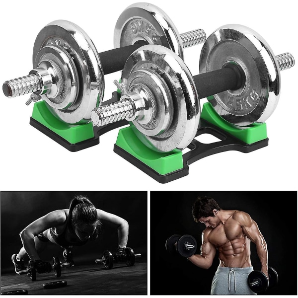 Fitness Dumbbell Stativ Dumbbell Opbevaringsstativ Support Stativ Dumbbell Stativ Buffer (sort grøn) (2 stk)