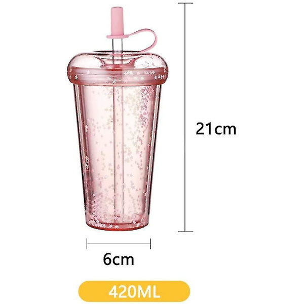 Kaksoisseinäinen Olki Kupi Kahvi Bubble Tea Muki 420ml