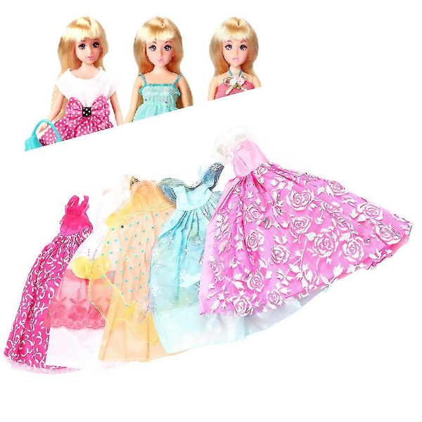 5 stk Håndlagde prinsessekjoler 10 sko Barbie-dukke