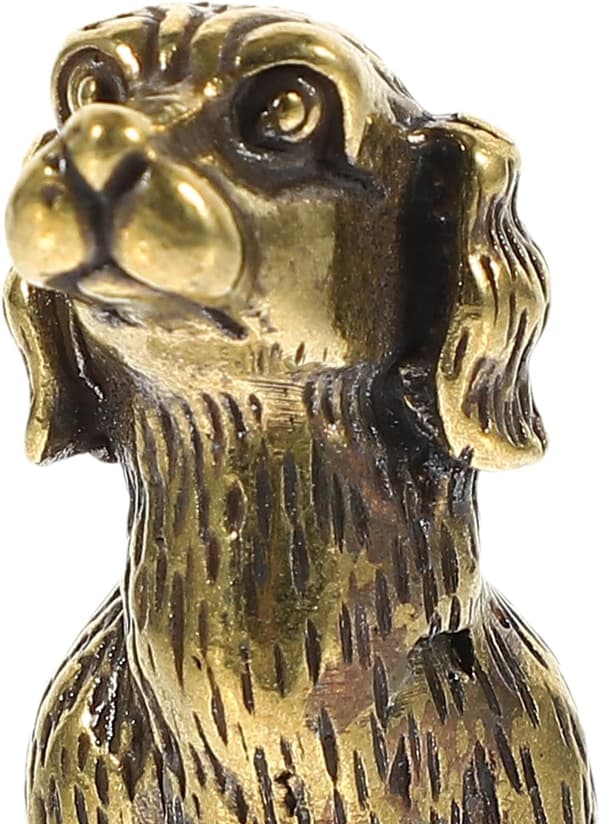 Messing hundestatue, solid antikk stil, realistisk tekstur for romdekorasjon