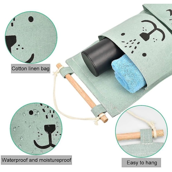 2 stk Væghængende opbevaringstaske 3-lommet linnedstofpose Kurv Vandtæt opbevaringstaske til fjernbetjening