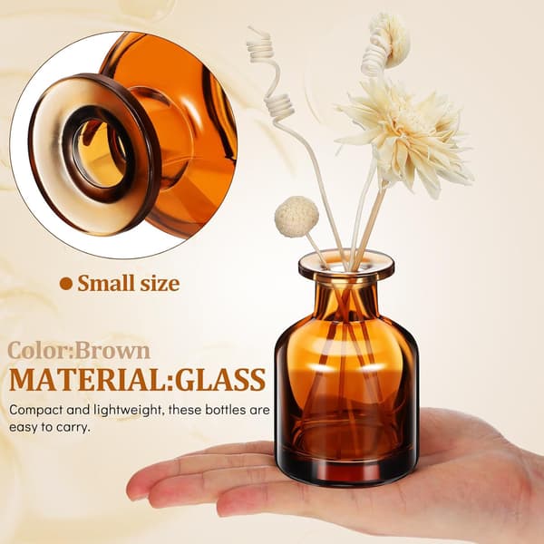 Tomma påfyllningsbara glasdiffuserflaskor 2-pack 150 ml bärnsten, cylinderformade eteriska oljehållare