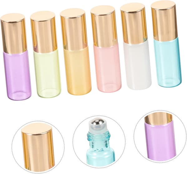 12 st 5 ml pärlfärgade roll-on-flaskor i glas, påfyllningsbara eteriska oljeförpackningar, bärbara flaskor