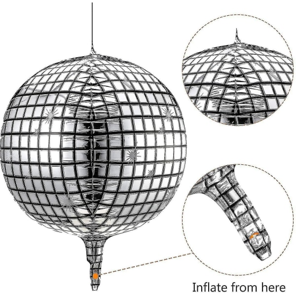 Disco-palloonit 20 kpl 22 tuumaa 4D Disco-palloonit Suuret Hopeiset Laser-Foliopalloonit Metalliset A-yuhao