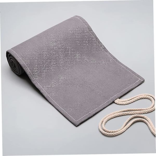 Lærred Blyant Rulle Wrap Multiuse Rulle Op Blyant Etui Stor Kapacitet Pen Gardin Til Kunststuderende Special Sketch Pen Taske Grå 48 Huller 1stk