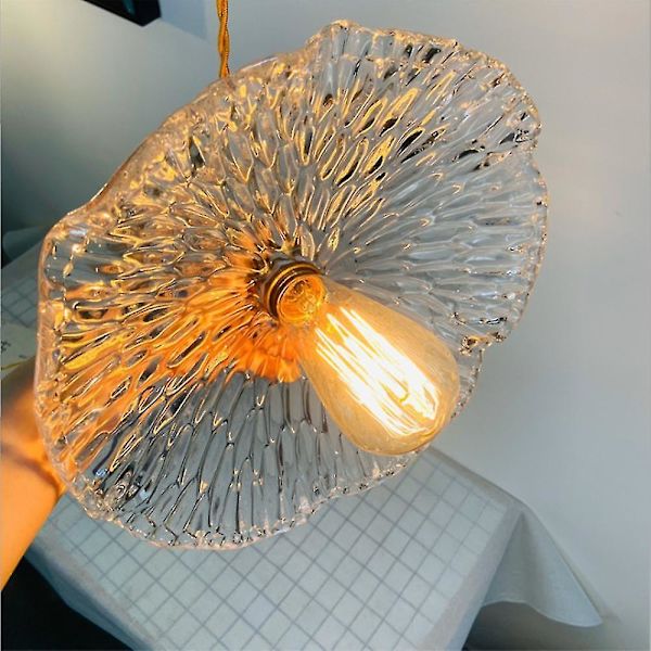 Retro Brons Glas Chandelier Sovrum Sängbord Lotuslampa
