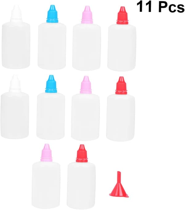 10 st 100 ml klämbara droppflaskor med tratt läckagesäkra plastbehållare för