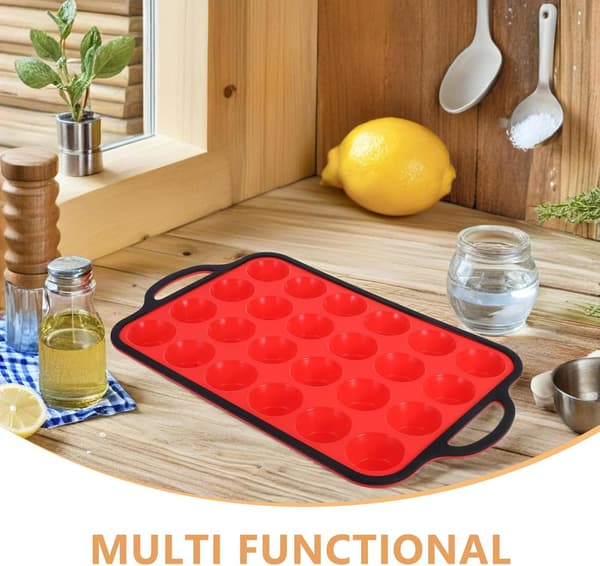 24-koppers silikone mini muffinform med multi-gitter design og metalforstærket ramme