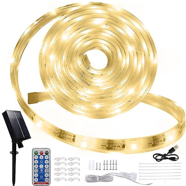 5m 16.4ft RGB Solcellsdriven LED-remsa med 300 LED-lampor och fjärrkontroll
